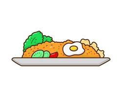 Fried rice vector illustration in cartoon style