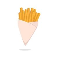 Potato fries with paper cone packaging vector illustration