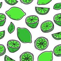 Seamless lime doodle pattern with a colorful design vector