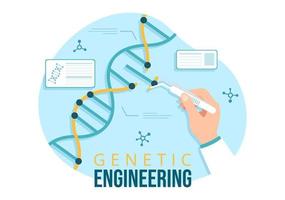 Genetic Engineering and DNA Modifications Illustration with Genetics Research or Experiment Scientists in Flat Cartoon Hand Drawn Templates vector