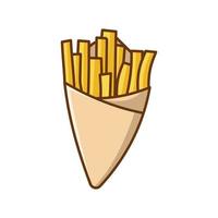 French fries with paper cone packaging vector illustration