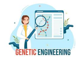 genético Ingenieria y adn modificaciones ilustración con genética investigación o experimentar científicos en plano dibujos animados mano dibujado plantillas vector