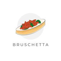 Delicious Italian Bruschetta Bread Cartoon vector illustration logo