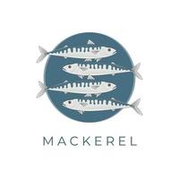 Fresh Blue Mackerel Fish Simple Illustration Logo vector