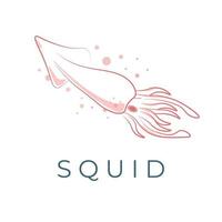 Squid Simple Line Art Vector Illustration Logo