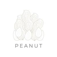 Peanut Simple Line Art Vector Illustration Logo