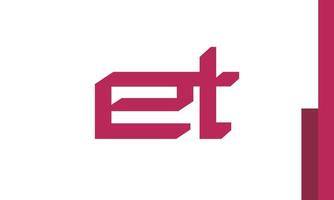 Alphabet letters Initials Monogram logo ET, TE, E and T vector