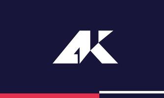 letras del alfabeto iniciales monograma logo ak, ka, a y k vector