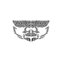 Skull with Crossed Rivets. Vector Illustration.