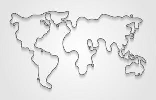 mundo mapa con uno línea Arte concepto vector