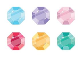 Different colors of gems isolated. Diamonds icon set in different colors. vector