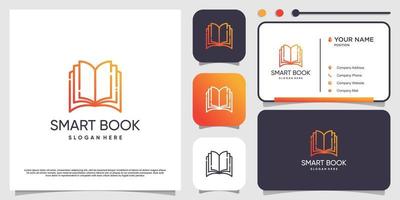 Smart book logo design with unique tech concept vector