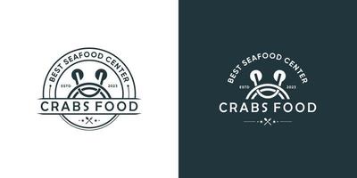 Crab food logo design with creative concept idea vector