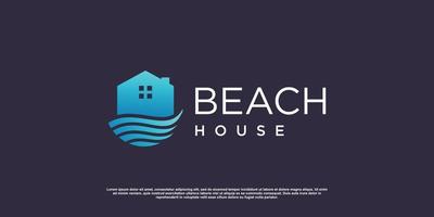 Beach house logo design with modern creative concept vector