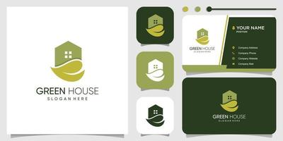 Green house logo design with modern abstract concept idea vector