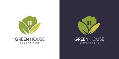 Green house logo design with modern abstract concept idea vector