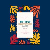 Hand-drawn abstract birthday invitation card vector