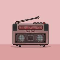 old radio illustration with 3d view vector