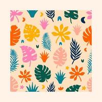 hand-drawn abstract leaves pattern vector