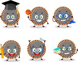 School student of neon billboard cartoon character with various expressions vector