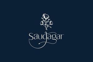 saudagar botanical boho feminine logo design vector