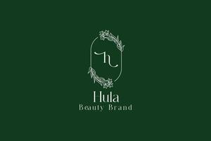 hula beauty brand logo design, botanical logo art vector