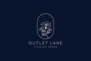 outlet lane botanical boho art logo design vector