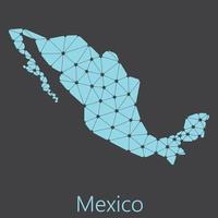 Vector low polygonal Mexico map.