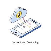 Secure Cloud Computing Vector Isometric Icons. Simple stock illustration