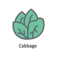 Cabbage  Vector Fill Outline Icons. Simple stock illustration stock