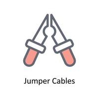 Jumper Cables Vector    Fill Outline Icons. Simple stock illustration stock