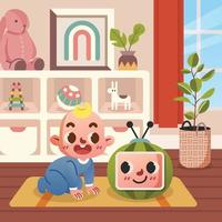 A Baby Playing with Watermelon Doll vector