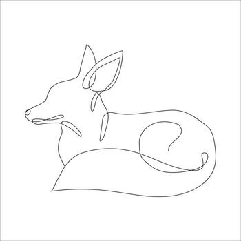 Fox in line art and abstract icon. Fox wall art decoration design. Abstract and minimalist outline fox icon. Continuous one line drawing of a fox. Vector illustration