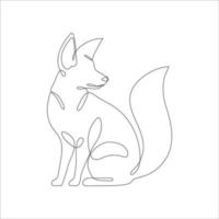 Fox in line art and abstract icon. Fox wall art decoration design. Abstract and minimalist outline fox icon. Continuous one line drawing of a fox. Vector illustration