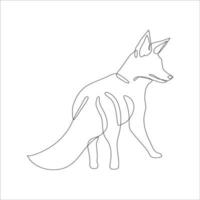 Fox in line art and abstract icon. Fox wall art decoration design. Abstract and minimalist outline fox icon. Continuous one line drawing of a fox. Vector illustration