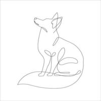 Fox in line art and abstract icon. Fox wall art decoration design. Abstract and minimalist outline fox icon. Continuous one line drawing of a fox. Vector illustration