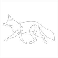 Fox in line art and abstract icon. Fox wall art decoration design. Abstract and minimalist outline fox icon. Continuous one line drawing of a fox. Vector illustration