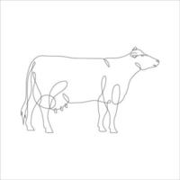 Cow in continuous line art drawing style. Continuous line drawing of cattle. Cow in abstract and minimalist linear icon. Vector illustration