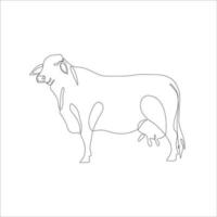 Cow in continuous line art drawing style. Continuous line drawing of cattle. Cow in abstract and minimalist linear icon. Vector illustration