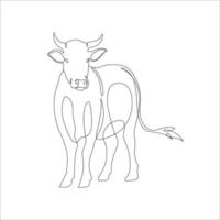 Cow in continuous line art drawing style. Continuous line drawing of cattle. Cow in abstract and minimalist linear icon. Vector illustration