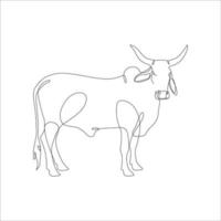 Cow in continuous line art drawing style. Continuous line drawing of cattle. Cow in abstract and minimalist linear icon. Vector illustration