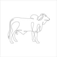 Cow in continuous line art drawing style. Continuous line drawing of cattle. Cow in abstract and minimalist linear icon. Vector illustration