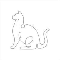 Cat in one line drawing style. Abstract and minimalist cat icon. Contunuous line drawing of cat. Vector illustration