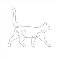 Cat in one line drawing style. Abstract and minimalist cat icon. Contunuous line drawing of cat. Vector illustration