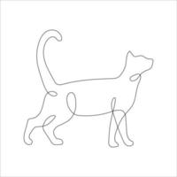 Cat in one line drawing style. Abstract and minimalist cat icon. Contunuous line drawing of cat. Vector illustration