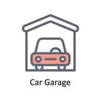 Car Garage Vector    Fill Outline Icons. Simple stock illustration stock