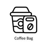 café bolso vector contorno iconos sencillo valores ilustración valores