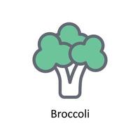 Broccoli Vector Fill Outline Icons. Simple stock illustration stock