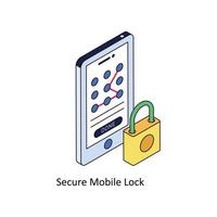 Secure Mobile Lock Vector Isometric Icons. Simple stock illustration