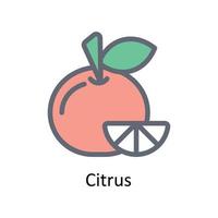 Citrus Vector Fill Outline Icons. Simple stock illustration stock